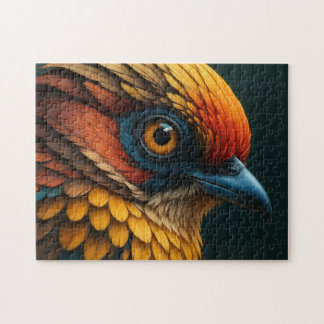 Vivid Feathered Portrait - Colorful Bird Close-Up  Jigsaw Puzzle