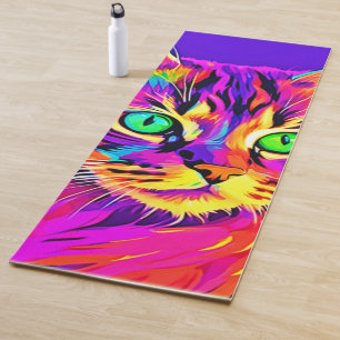 Vivid Feline Design Yoga Mat
