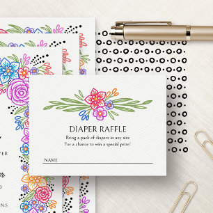 Vivid Floral Fiesta Diaper Raffle Shower Enclosure Card
