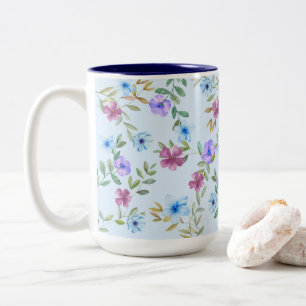 Vivid Floral Garden Two-Tone Coffee Mug