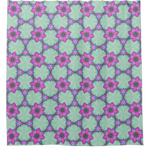 Vivid Floral Geometric Shower Curtain