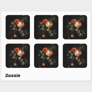 Vivid Florals Dahlia Flowers  Square Sticker