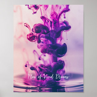 Vivid Flow: Abstract Purple Ink in Water Poster