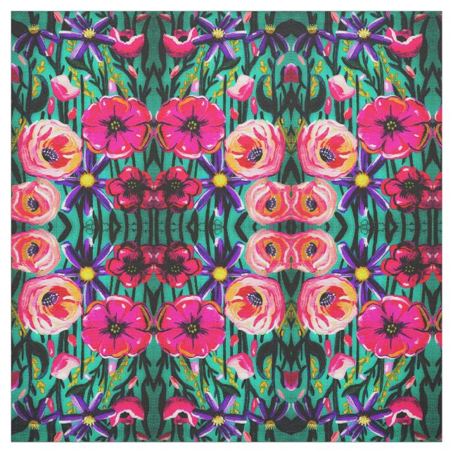 Vivid Flowers Fabric (Swatch)