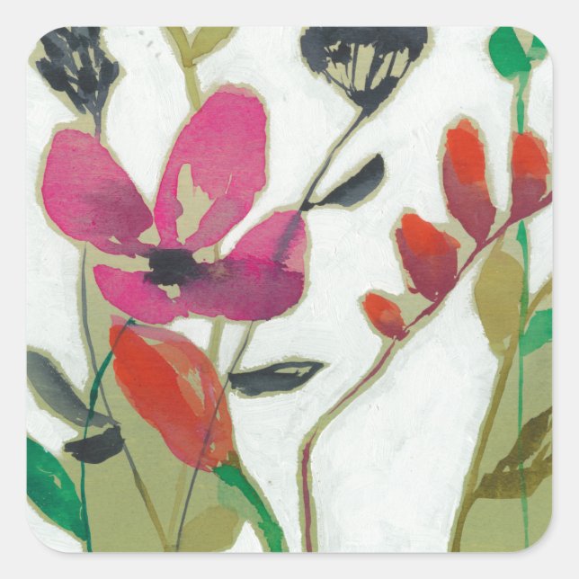 Vivid Flowers I Square Sticker (Front)