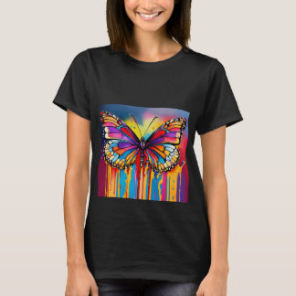 Vivid Flutter: Butterflies & Hearts Alcohol Art T- T-Shirt