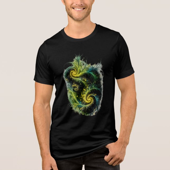 Vivid Fractal art in Green Blue and yellow  Tri-Blend Shirt (Front)