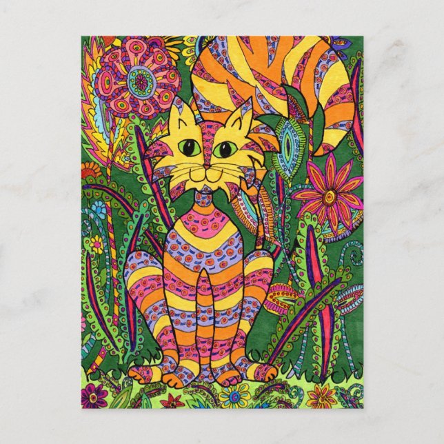 Vivid Garden Cat 2 Postcard (Front)