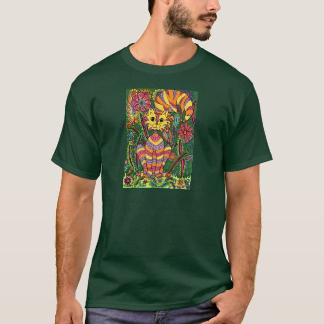 Vivid Garden Cat 2 T-Shirt (Front)
