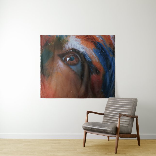 Vivid Gaze: Abstract Eye Art Tapestry (In Situ (Horizontal))