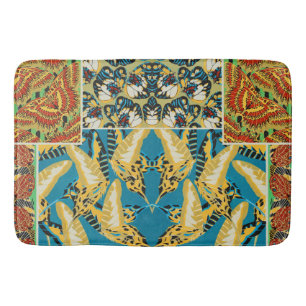 Vivid Geometric Butterflies Vintage Art Deco Bath Mat