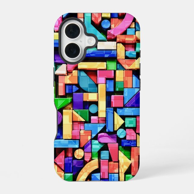 Vivid Geometric Flow iPhone 16 Case (Back)