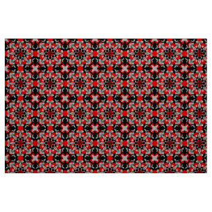Vivid Geometric Mandala Design with Red, Black Fabric