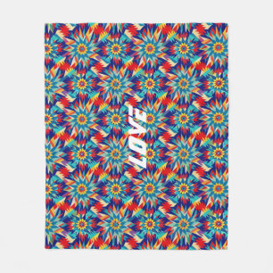 Vivid Geometric Trippy Multicolored Light Fractal Fleece Blanket