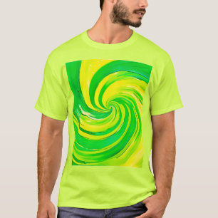Vivid Green and Yellow Swirl Art T-Shirt