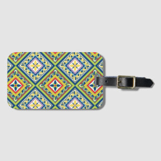 Vivid Green Talavera Tile Planner Luggage Tag