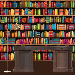 Vivid Greyson Library Bookcase Wallpaper