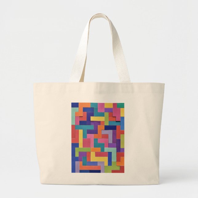 Vivid Grid Large Tote Bag (Front)