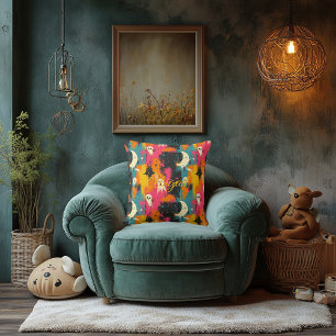 Vivid Haunts Halloween Pillow with Colourful Ghost