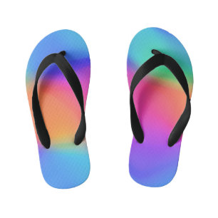 Vivid Holographic Kids Flip Flops