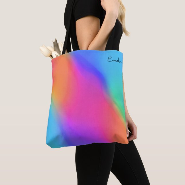 Vivid Holographic Personalised Tote Bag (Close Up)