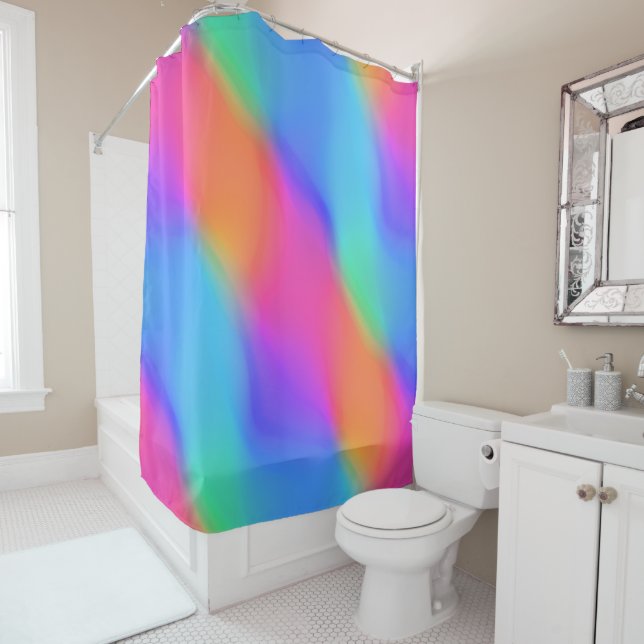 Vivid Holographic Shower Curtain (In Situ)