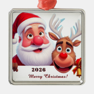 Vivid illustrated characters depicting a cheerful metal tree decoration