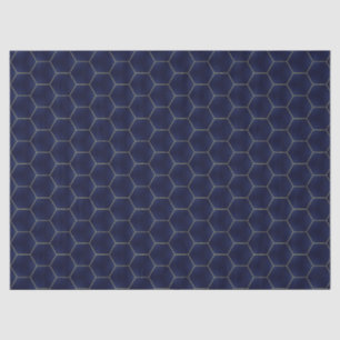 Vivid Indigo Blue and Gold Geometric   Tissue Paper