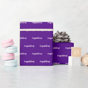 Vivid Indigo Purple Congratulations! Wrapping Paper