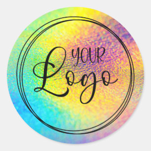 Vivid Iridescent Holographic Foil Logo Classic Round Sticker