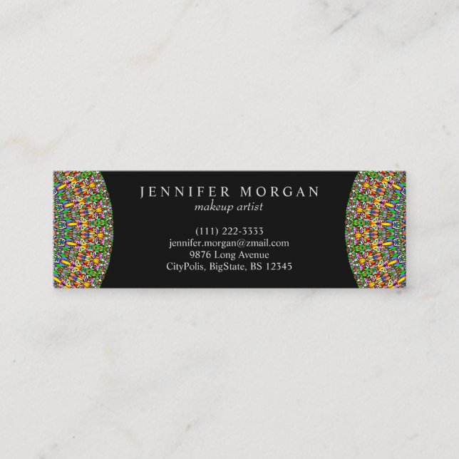 Vivid Jungle Garden Mandala Mini Business Card (Front)