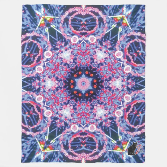 Vivid Kaleidoscope Fleece Blanket (Front)