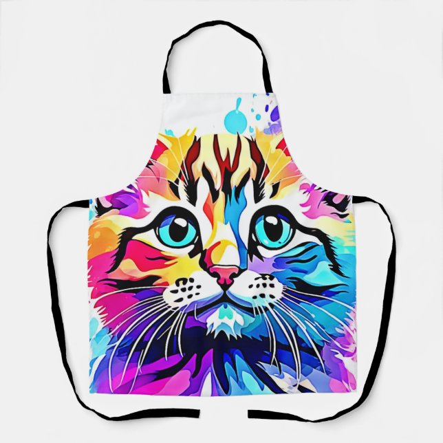 Vivid Kitty Vibes Design Apron (Front)