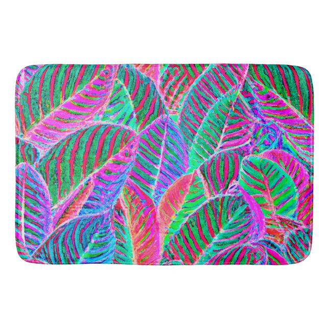 Vivid Leaf Pattern Design Bath Mat (Front)