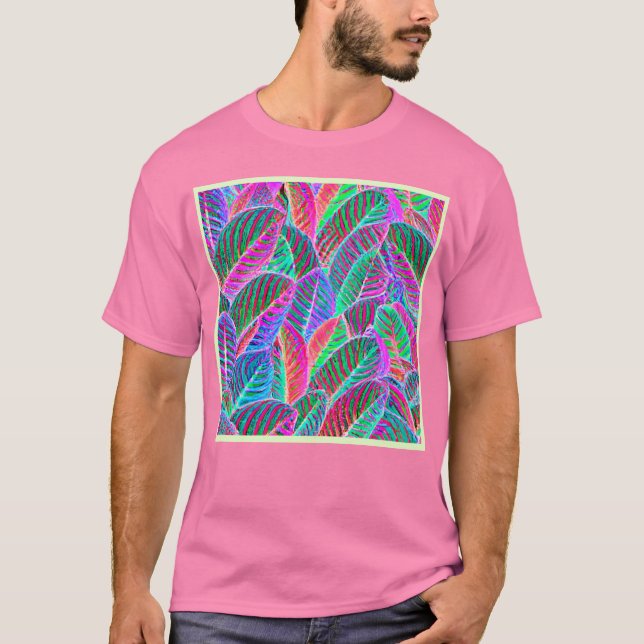 Vivid Leaf Pattern Design T-Shirt (Front)