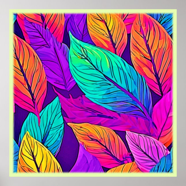 Vivid Leaf Pattern Poster (Front)