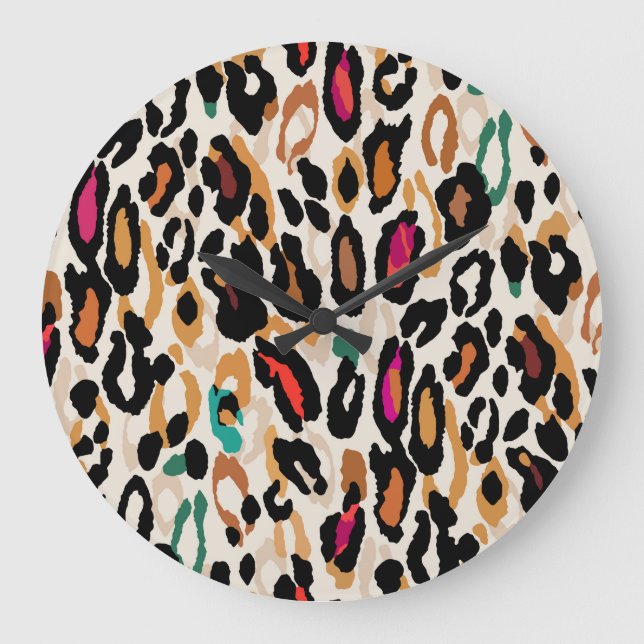 Vivid Leopard Animal Prints Large Clock (Front)