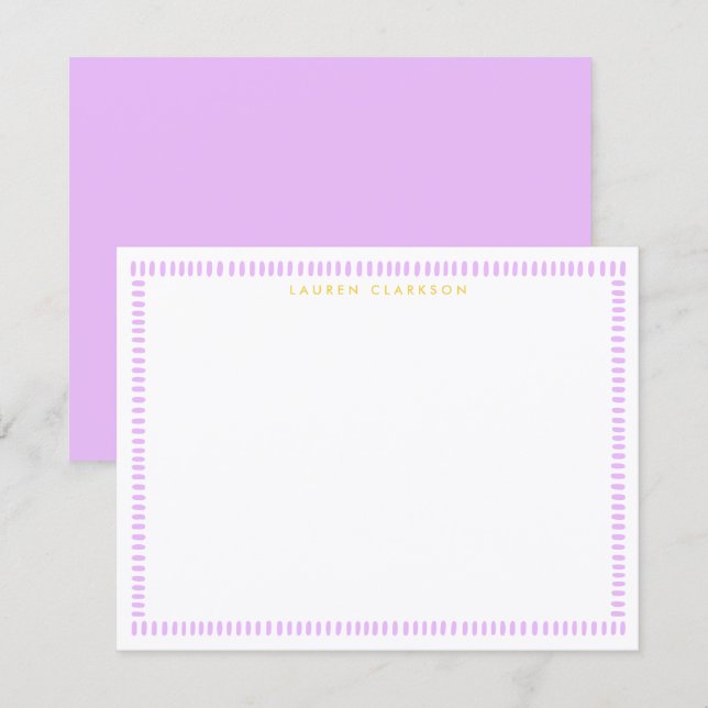 Vivid Lilac Hand Painted Striped Frame Note Card (Front/Back)