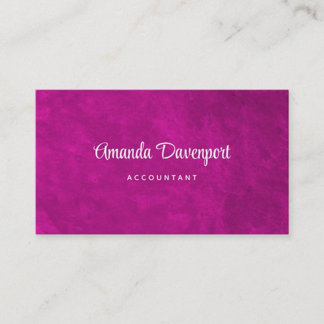 Vivid magenta abstract watercolor texture business card (Front)