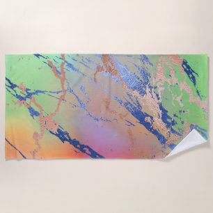 Vivid Marble   Colourful Bold Pastel Watercolor Beach Towel