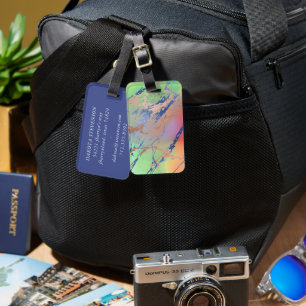 Vivid Marble   Colourful Bold Pastel Watercolor Luggage Tag