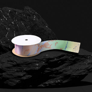 Vivid Marble Colourful Bold Pastel Watercolor Satin Ribbon