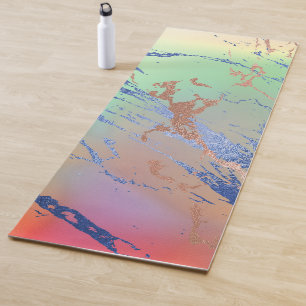 Vivid Marble   Colourful Bold Pastel Watercolor Yoga Mat