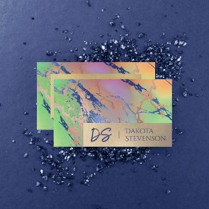 Vivid Marble   Colourful Bold Watercolor Monogram Business Card
