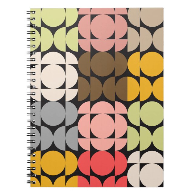 Vivid Mid-Century Modern Circles Notebook (Front)