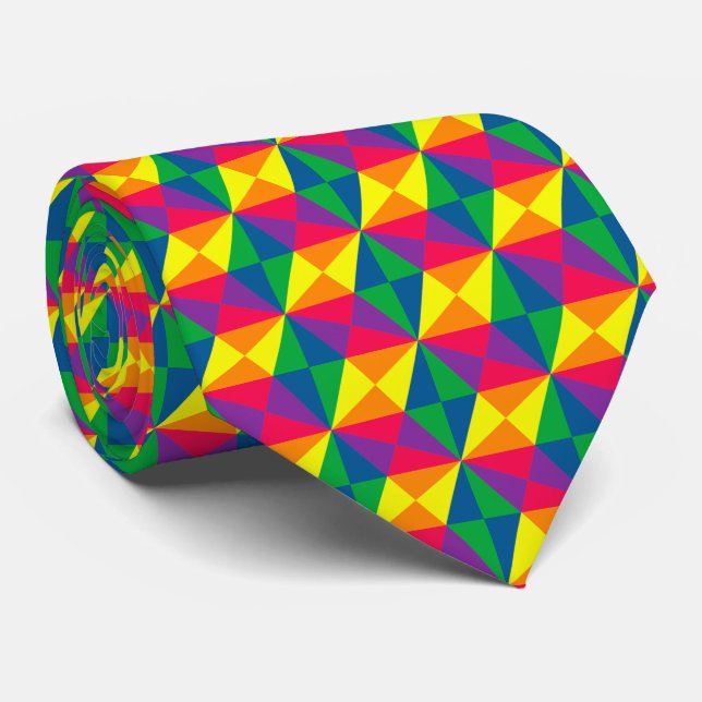Vivid multicolored geometric pattern tie (Rolled)