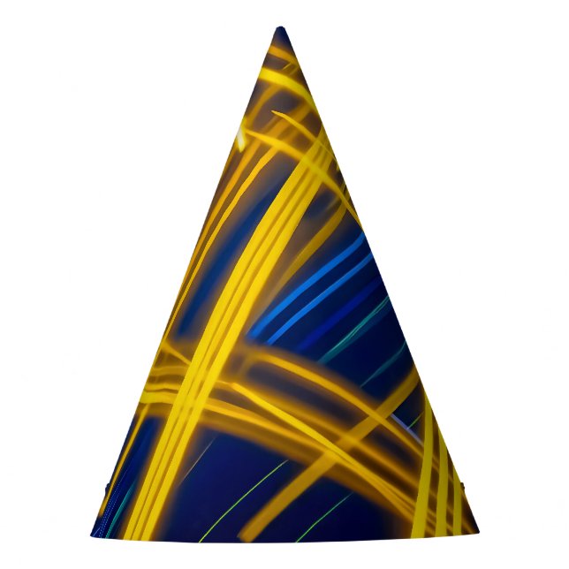 Vivid Neon Abstract Light Speed Cyberpunk Tech Party Hat (Front)