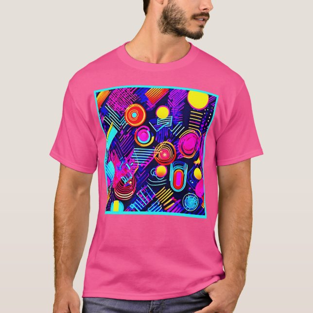 Vivid Neon Abstract Pattern T-Shirt (Front)