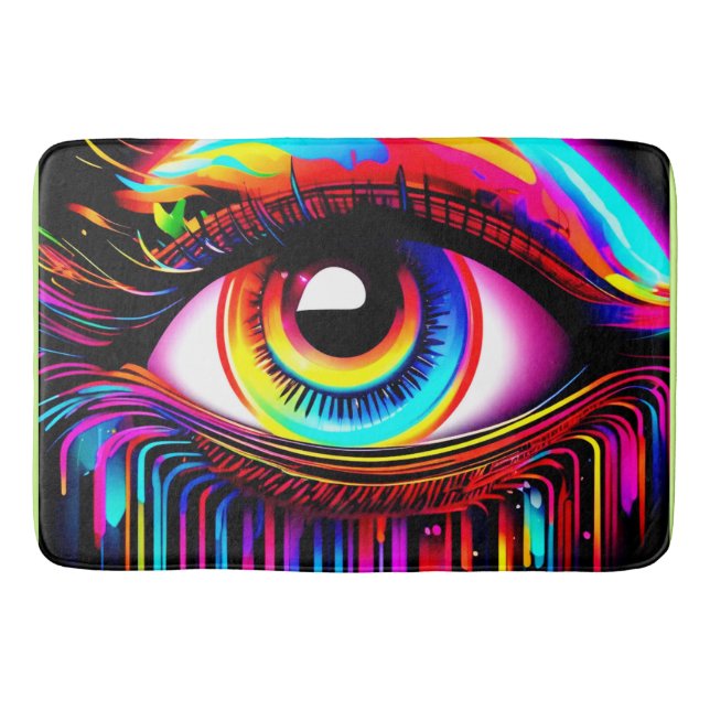 Vivid Neon Eye with Melting Colours Bath Mat (Front)