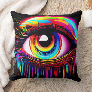 Vivid Neon Eye with Melting Colours Cushion